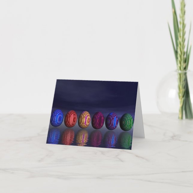 Colourful eggs for easter - 3D render Holiday Card (Front)