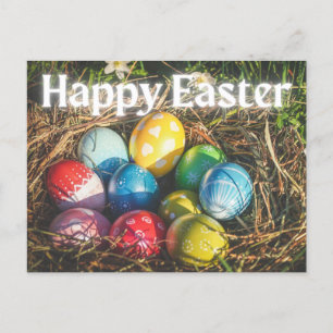Colourful Eggs Happy Easter Postcard