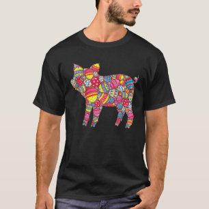 Colourful Eggs Pig Easter Day Kids T-Shirt