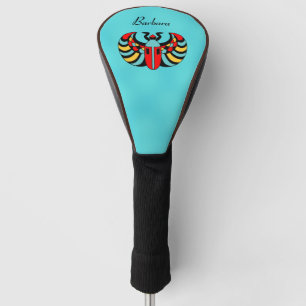 Colourful Egyptian Scarab Beetle on Aqua Blue Golf Head Cover