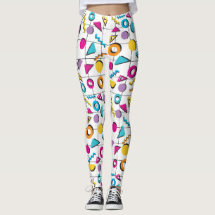 Colourful Eighties 80's Geometric Pattern Leggings