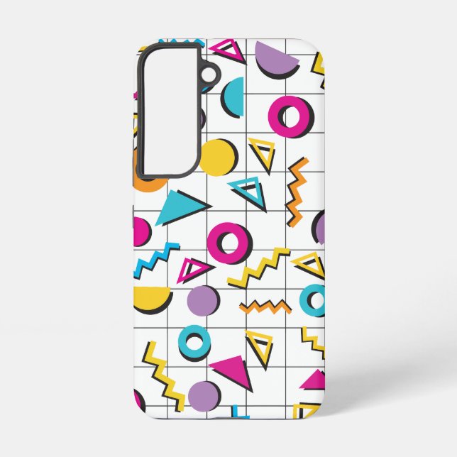 Colourful Eighties 80's Geometric Pattern Samsung Galaxy S22 Case (Back)