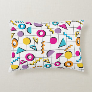 Colourful Eighties 80's Retro Geometric Pattern Decorative Cushion