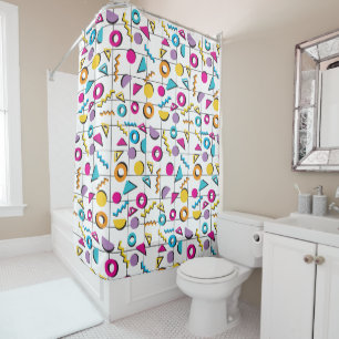 Colourful Eighties 80's Retro Geometric Pattern  Shower Curtain