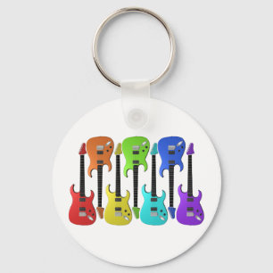 Colourful Electric Guitars Keychain