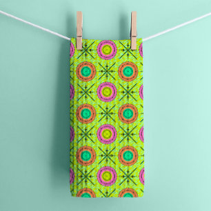 Colourful Electric Retro Polka dot Tea Towel