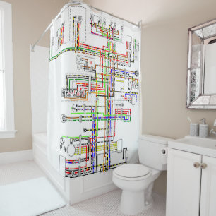 Colourful electric scheme shower curtain