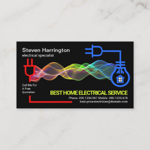 Colourful Electric Wave Powering Electrical Circui Business Card