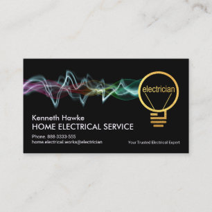 Colourful Electrical Charge Gold Electrician Bulb Business Card