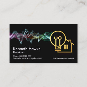 Colourful Electrical Charge Gold Home Bulb Spanner Business Card