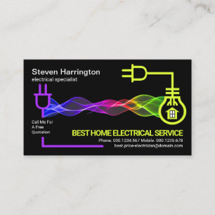 Colourful Electrical Wave Powering Electric Circui Business Card