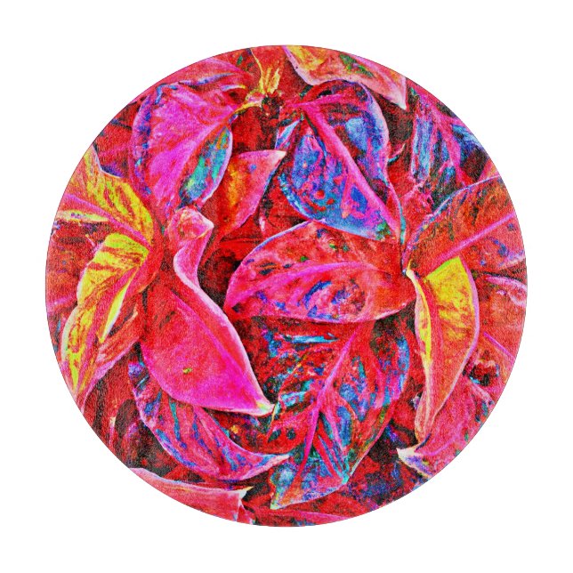 Colourful Elegance Leaves Pattern Cutting Board (Front)