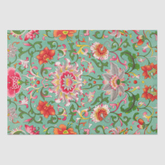 Colourful Elegant Asian Floral Chinoiserie Pattern Tissue Paper