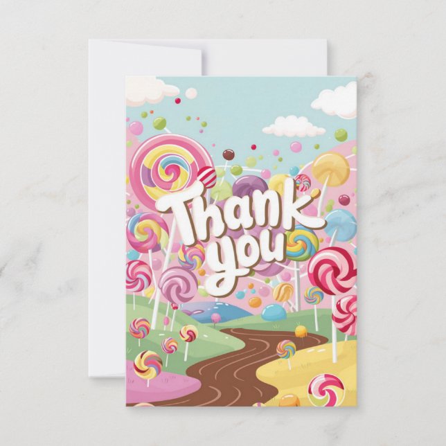Colourful Elegant Candyland Thank You Card (Front)