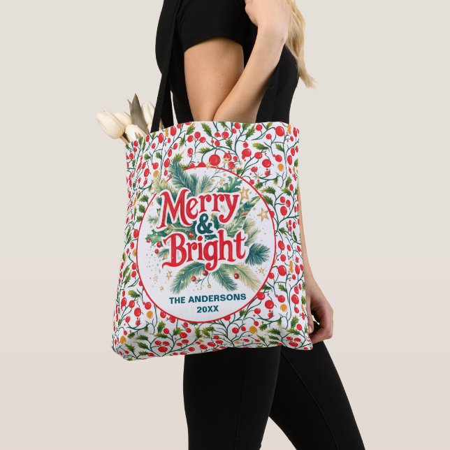 Colourful Elegant Christmas Red White Party Gift Tote Bag (Close Up)