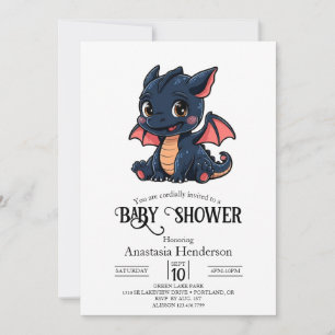 Colourful Elegant Digital Dragon Baby Shower Invitation