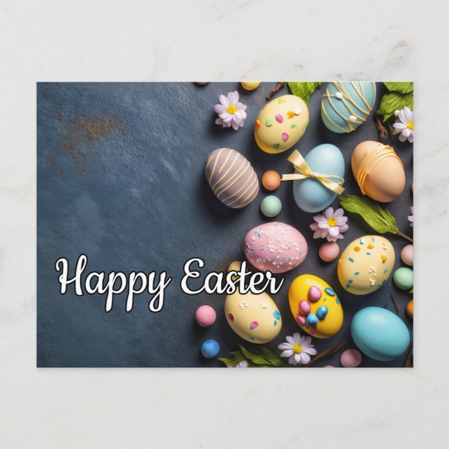Colourful Elegant Festive Easter Collage Postcard (Front)