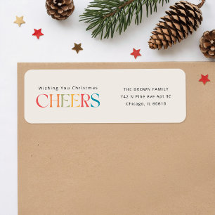 Colourful Elegant Festive Retro Family Christmas Return Address Label