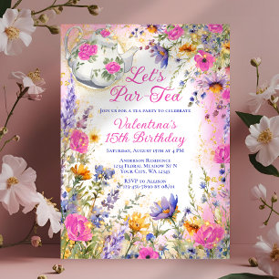 Colourful Elegant Floral Garden Birthday Tea Party Invitation