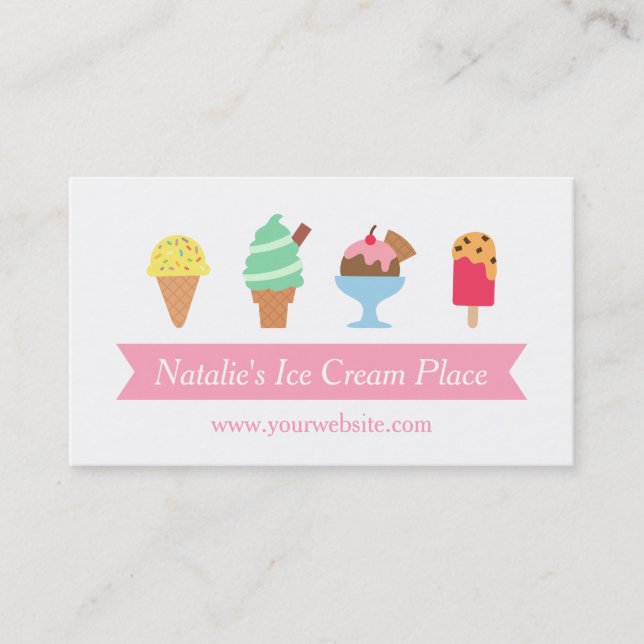 Colourful, Elegant, Ice Cream Parlour Business Business Card (Front)