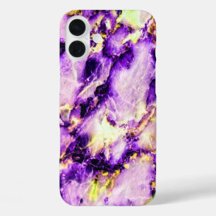 Colourful Elegant Marble Purple Pink and Gold iPhone 16 Plus Case