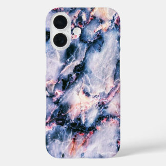 Colourful Elegant Marble White Blue and Pink iPhone 16 Case