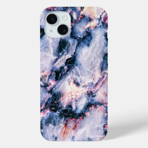Colourful Elegant Marble White Blue and Pink iPhone 15 Mini Case