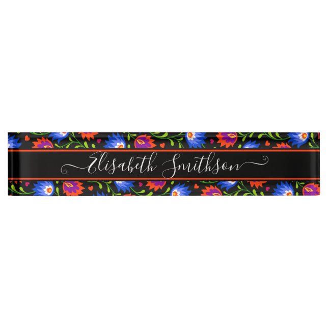 Colourful Elegant Professional Bold Bohemian Flora Nameplate (Front)