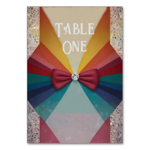 Colourful Elegant Rainbow Wedding Invitation Table Number