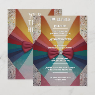 "Colourful Elegant Rainbow wedding RSVP Card