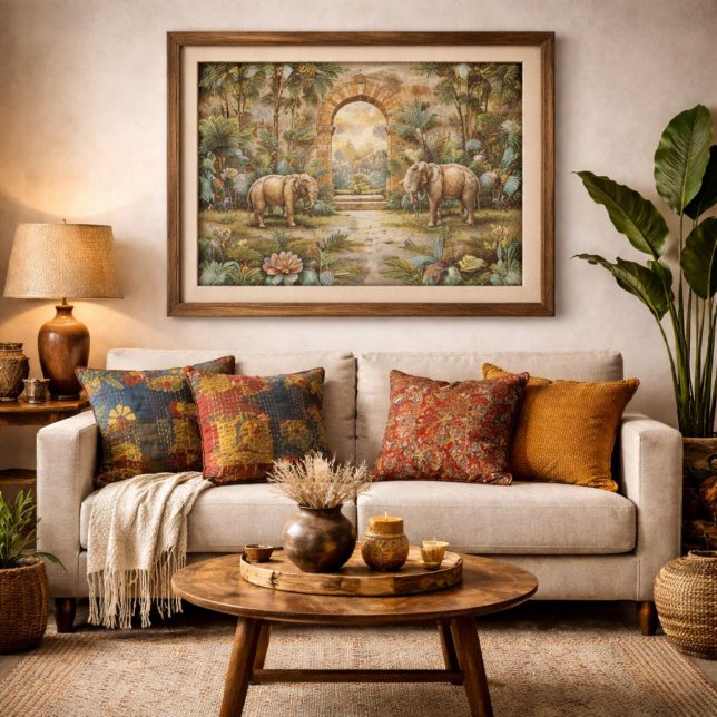 Colourful elegant retro geometric abstract pattern cushion (Creator Uploaded)