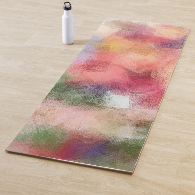 Colourful Elegant Trendy Abstract Art Blue Red Yoga Mat (In Situ)