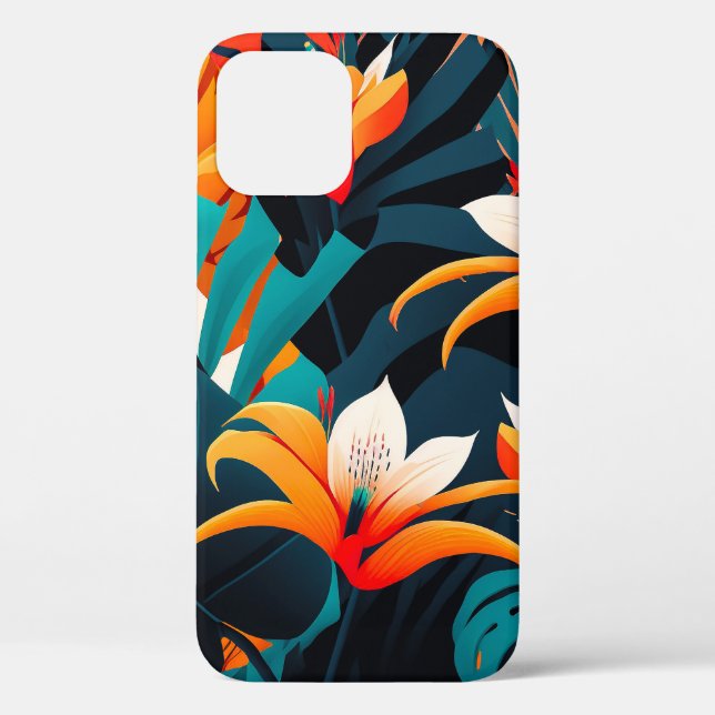 Colourful Elegant Tropical Leaves and Flowers | Case-Mate iPhone Case (Back)