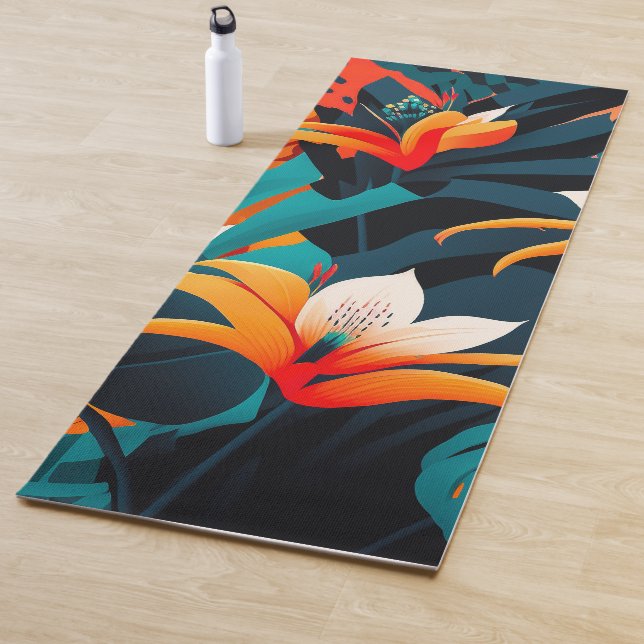 Colourful Elegant Tropical Leaves and Flowers | Yoga Mat (In Situ)