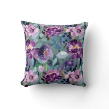 colourful elegant watercolor floral pillow