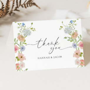 Colourful Elegant Wildflower Floral Wedding Thank You Card