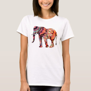 Colourful Elephant Art Illustration T-Shirt