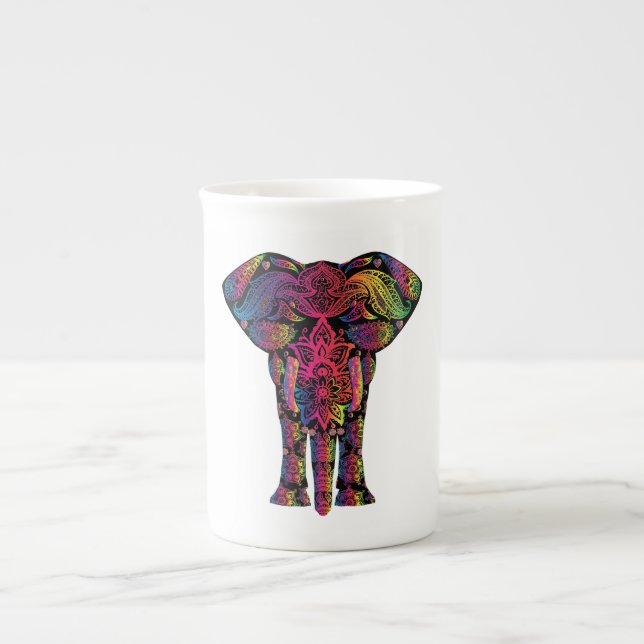 Colourful elephant cartoon bone china mug (Front)