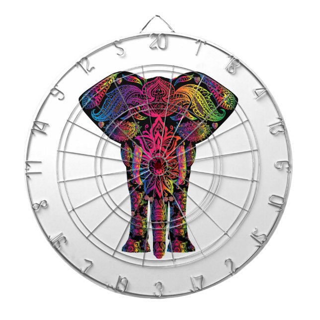 Colourful elephant cartoon dartboard (Front)