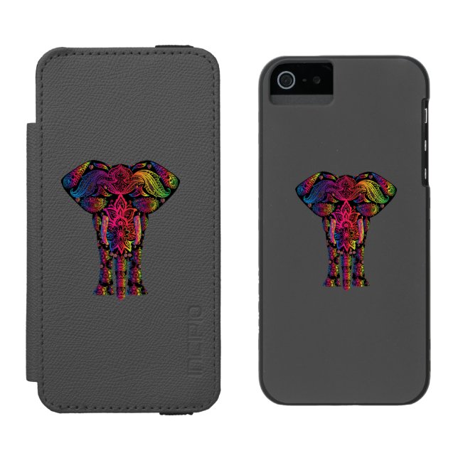 Colourful elephant cartoon incipio iPhone wallet case (Side by Side)