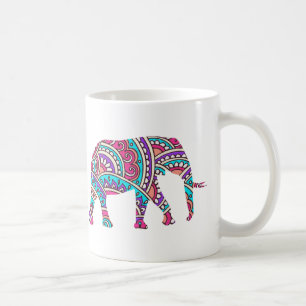 Colourful elephant coffee mug