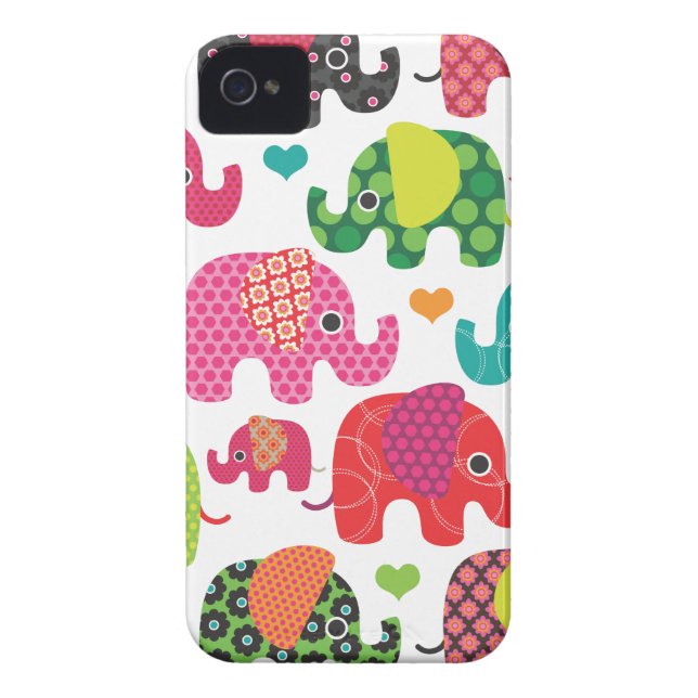Colourful elephant kids pattern iphone case (Back)
