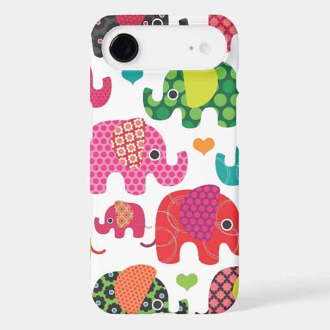 Colourful elephant kids pattern iphone case (Back)