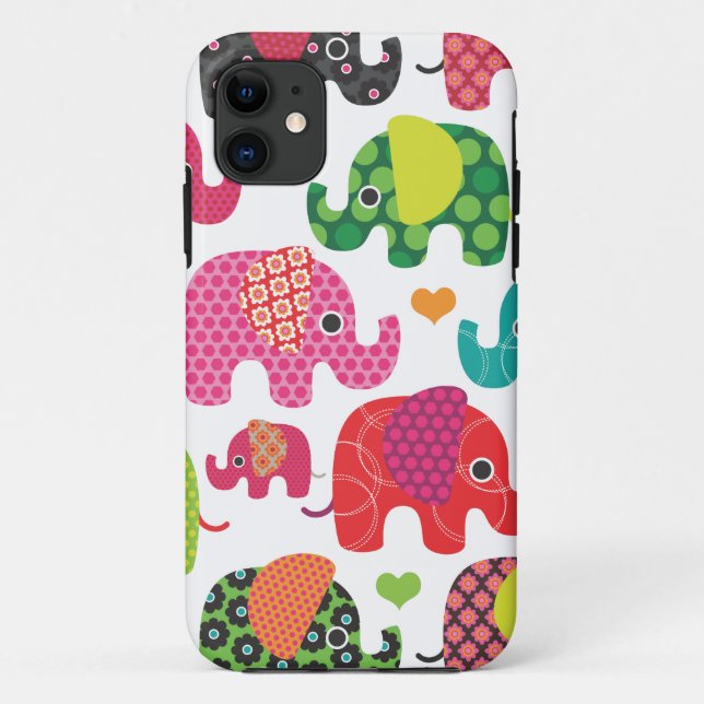 Colourful elephant kids pattern iphone case (Back)