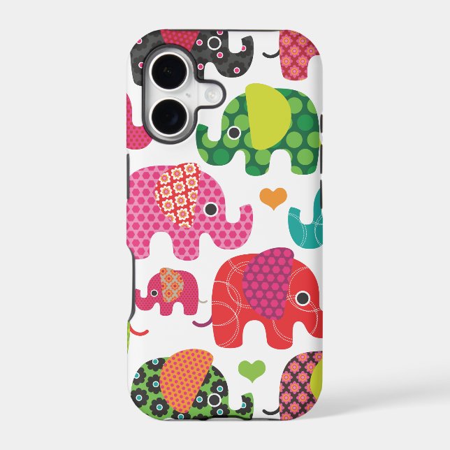 Colourful elephant kids pattern iphone case (Back)