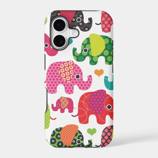 Colourful elephant kids pattern iphone case iPhone (Back)