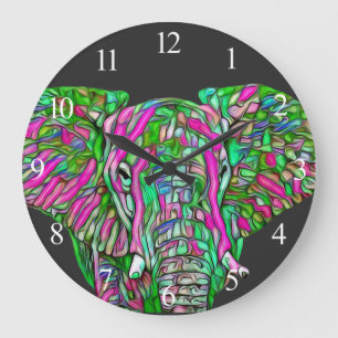 Colourful Elephant Large Clock