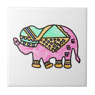 Colourful elephant modern watercolor ceramic tile