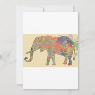 Colourful Elephant Mosaic Art Invitation