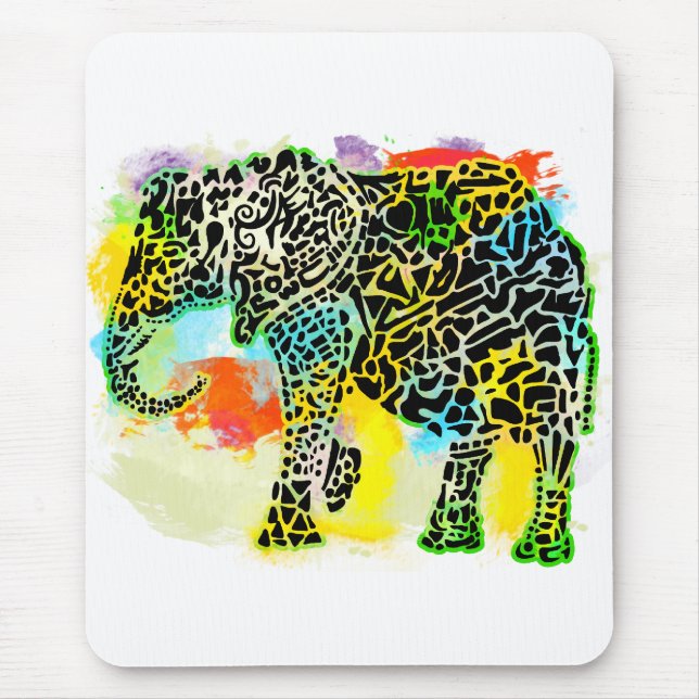 Colourful Elephant Mouse Pad (Front)